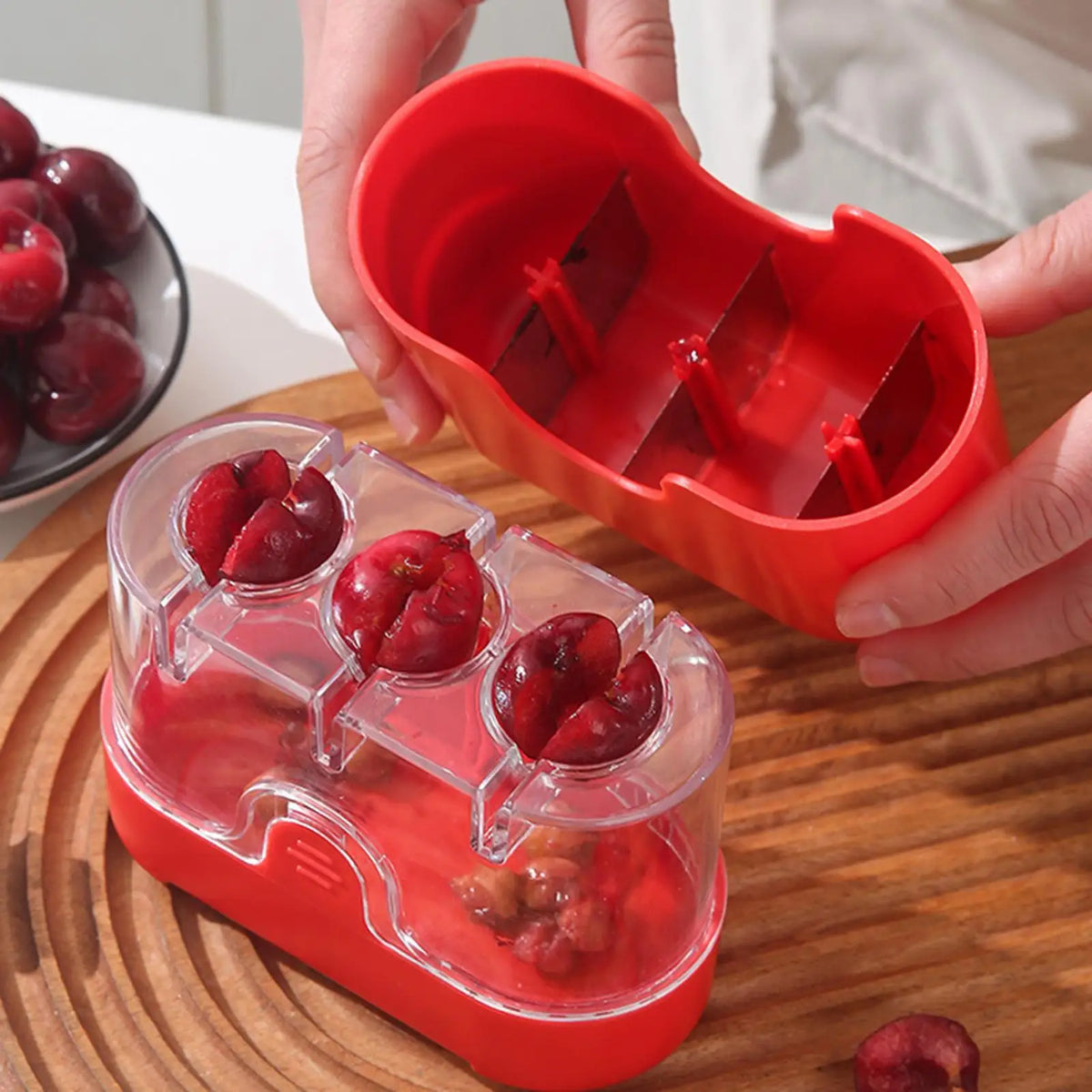 3-Hole Cherry & Olive Pitter Tool – Manual Press Pit Remover Cherry Pitter Tool PLUSH
