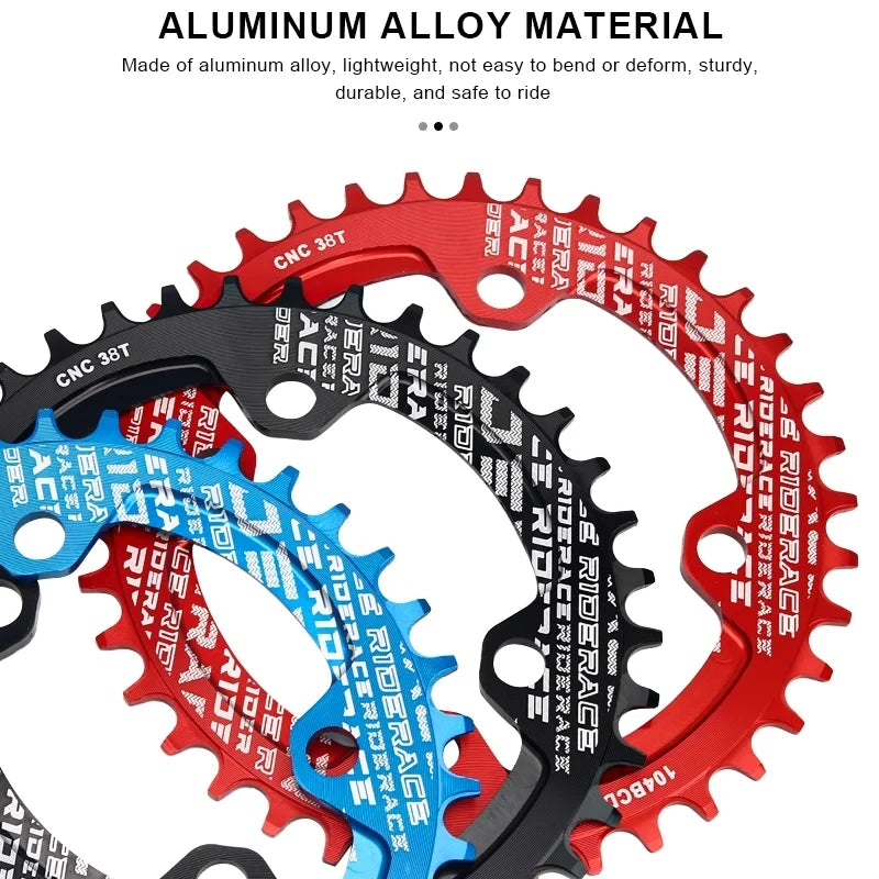 RIDERACE 104BCD Narrow Wide Chainring 32T-38T MTB Single Plate MTB Chainring PLUSH