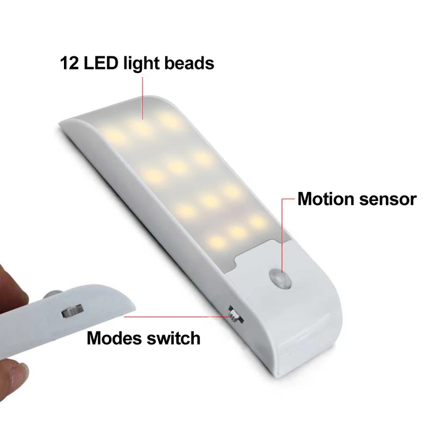 12 LED Motion Sensor Night Light USB Rechargeable Cabinet Lamp Motion Sensor Night Light PLUSH