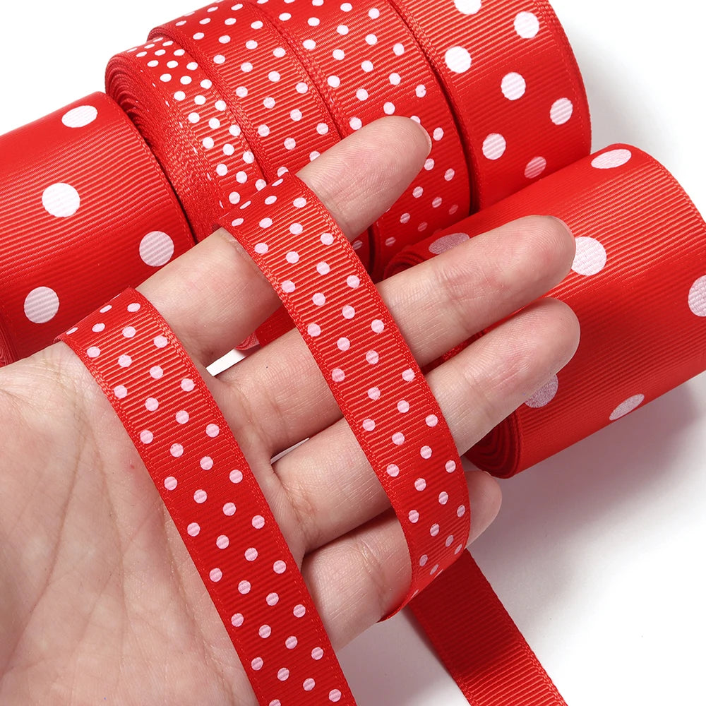 Red Polka Dot Grosgrain Ribbon – DIY Hair Bows & Gift Wrap Grosgrain Ribbon PLUSH