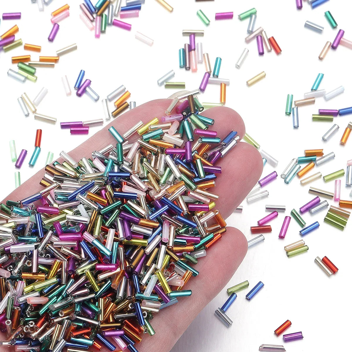 10g 2mm Glass Tube Rice Seed Beads – DIY Jewelry Spacers Glass Seed Beads PLUSH
