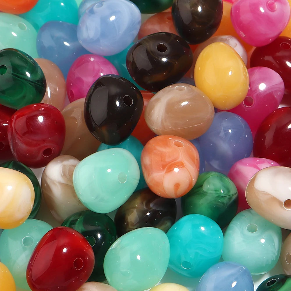 20pcs Marbled Oval Acrylic Spacer Beads 13x16.5mm Big Hole DIY Acrylic Spacer Beads PLUSH
