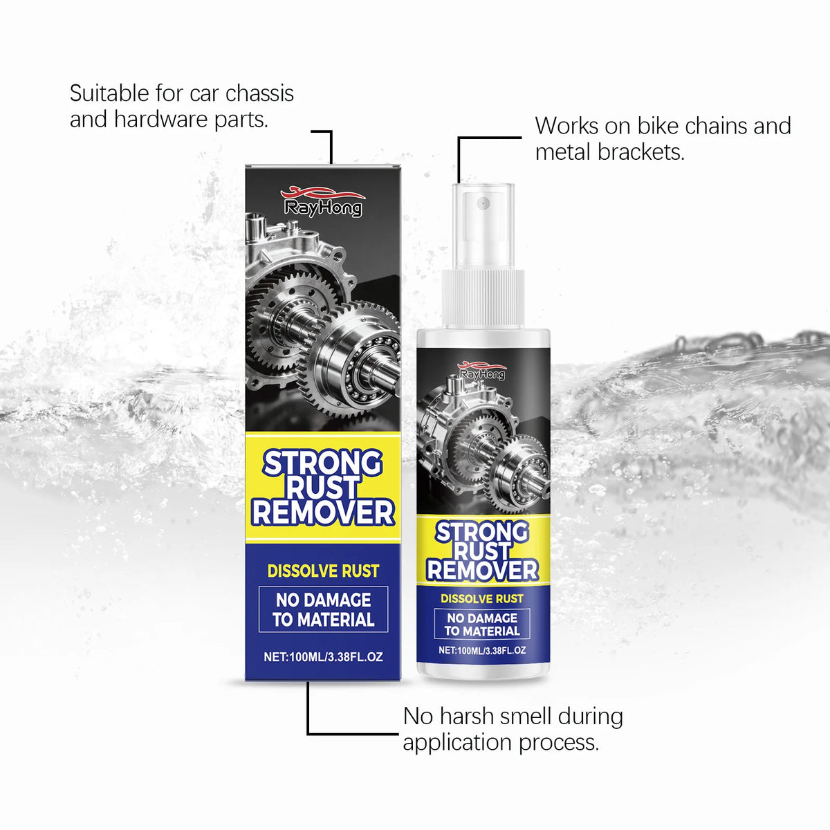 RayHong Rust Remover Spray – Fast-Acting Metal Shine 100ml Rust Remover Spray PLUSH