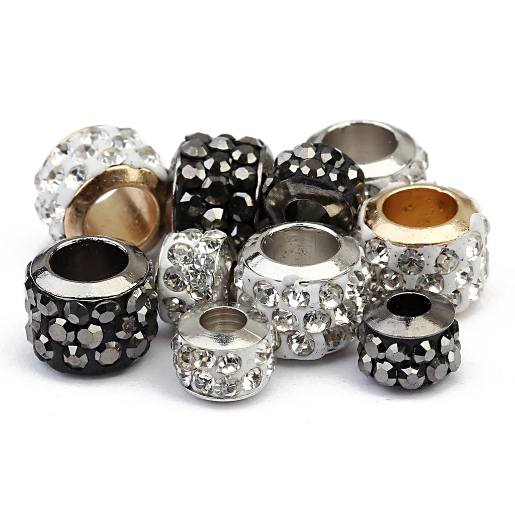 20pcs Rhinestone Ball Spacer Beads Large Hole DIY Jewelry Rhinestone Spacer Beads PLUSH