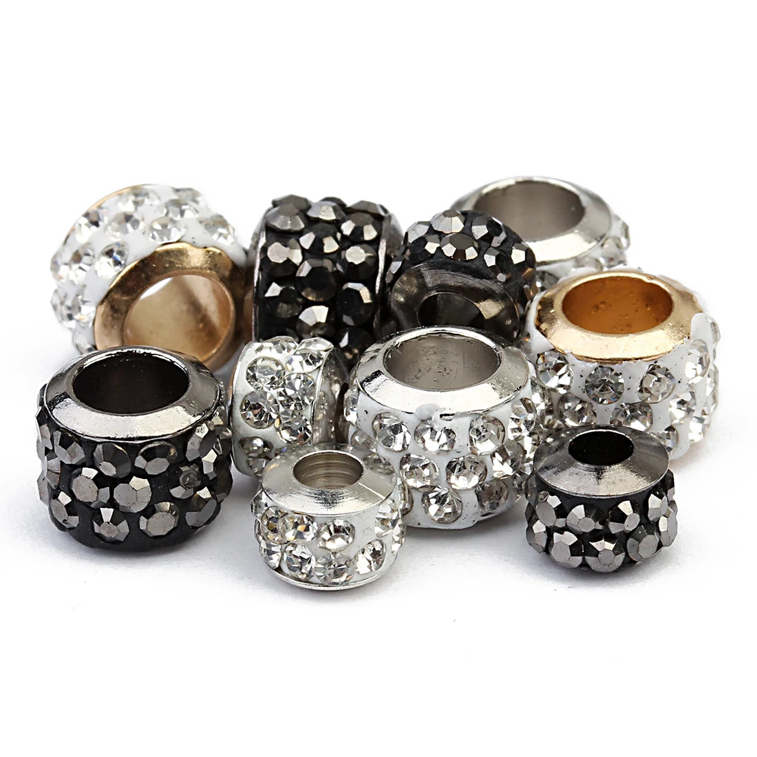 20pcs Rhinestone Ball Spacer Beads Large Hole DIY Jewelry Rhinestone Spacer Beads PLUSH