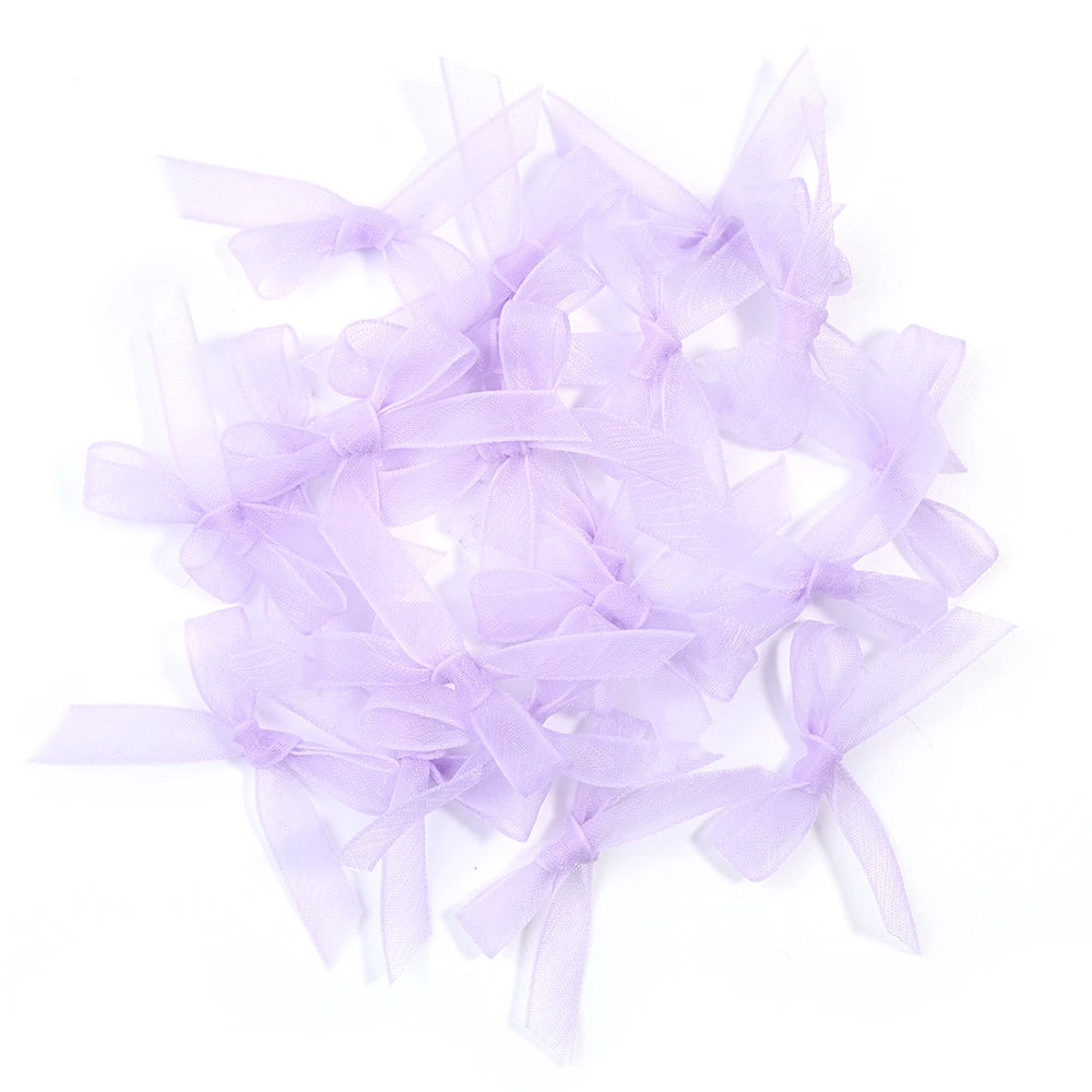 20pcs Mini Ribbon Bows – Colorful Polyester Bowknots for DIY Crafts Ribbon Bows PLUSH Purple 3X4.2cm