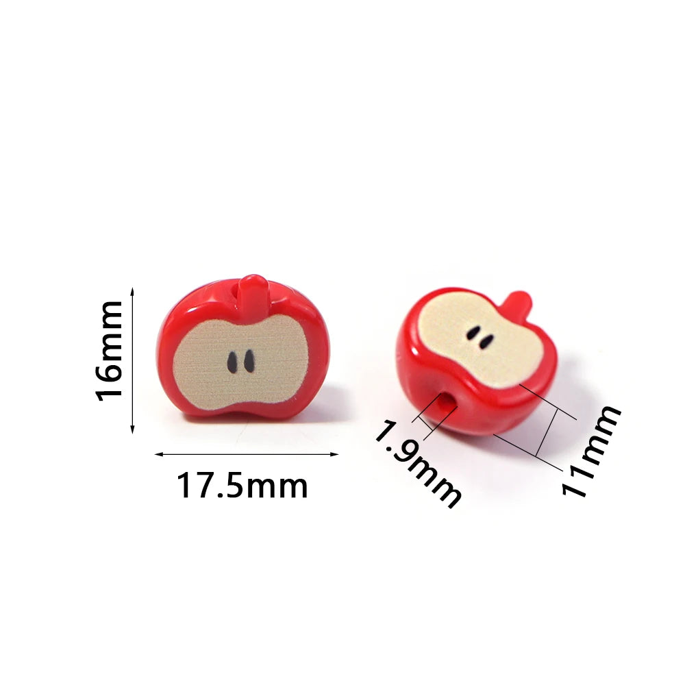 10pcs Half Apple Acrylic Spacer Beads – Colorful DIY Jewelry Acrylic Spacer Beads PLUSH