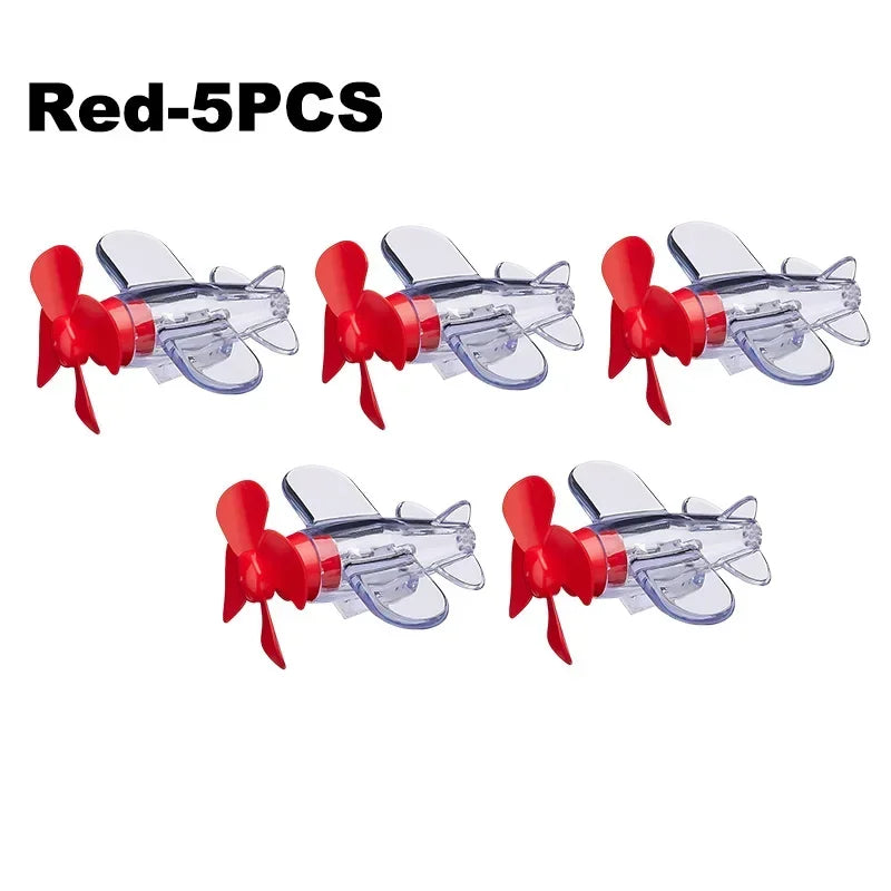 Wind-Powered LED Airplane Bike Handle Decoration & Warning Light Bike Handlebar Light PLUSH Red-5PC