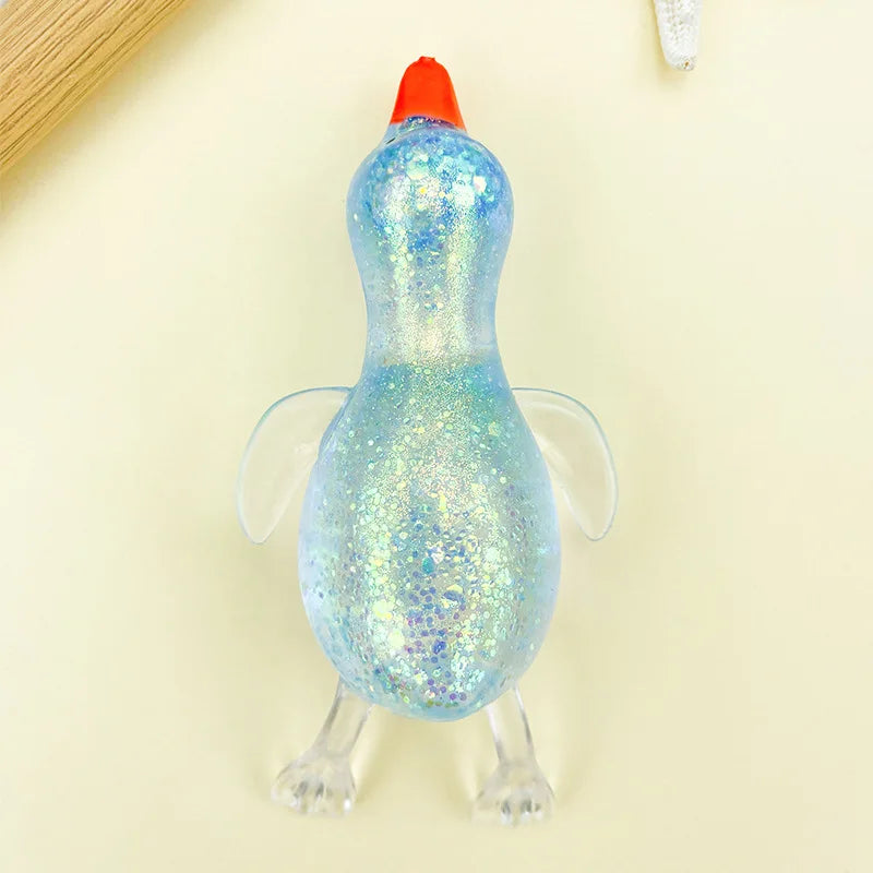 Glitter Duck Squishy Toy – Fun Fidget Goose for Kids & Adults Squishy Fidget Toy PLUSH Blue