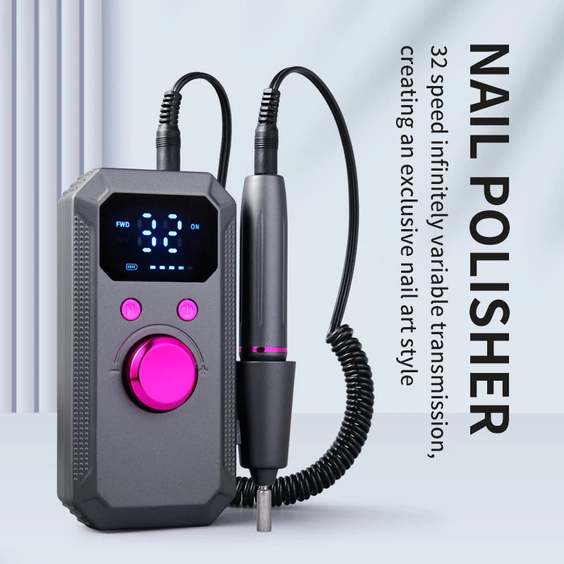 Professional Wireless Electric Nail Drill – 11 Bits & 20 Bands Electric Nail Drill PLUSH Light Grey