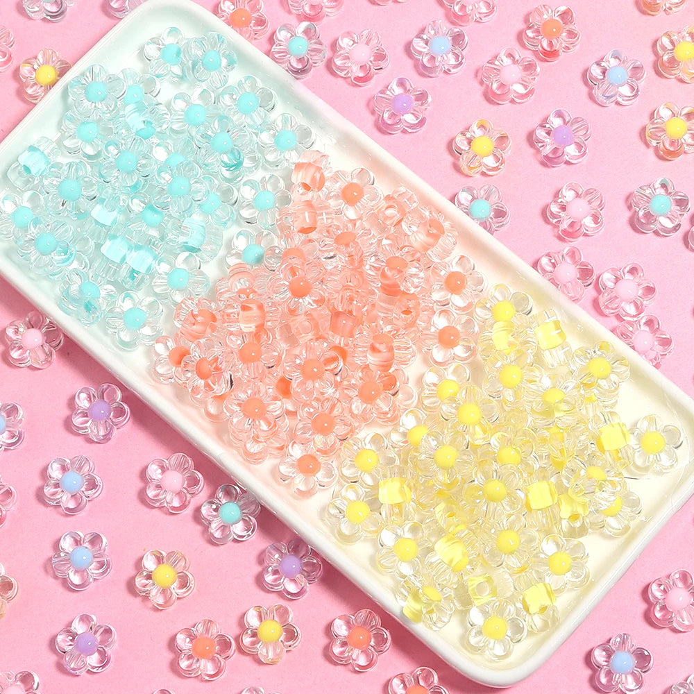 100pcs Acrylic Sunflower Spacer Beads 12.5x6mm | DIY Jewelry Acrylic Spacer Beads PLUSH