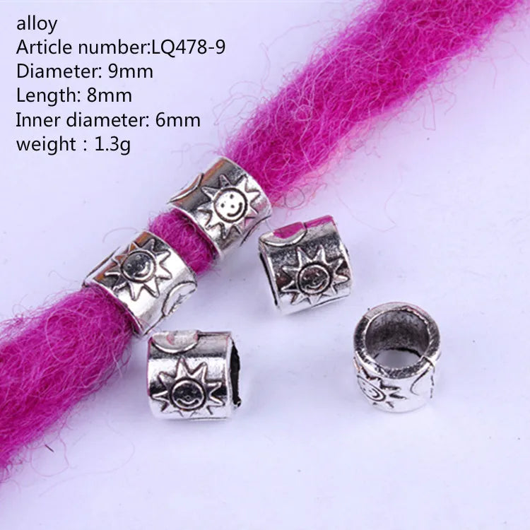 5pcs Silver Viking Dreadlock Hair Beads – Braid Cuffs & Clips