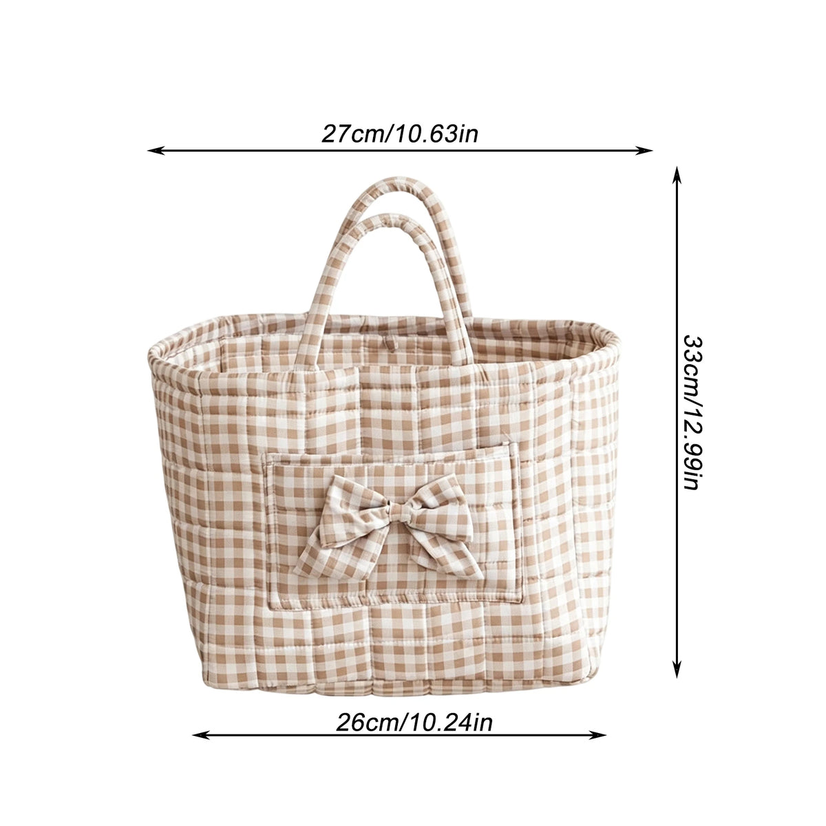 Red Plaid Quilted Fabric Storage Basket | Foldable Laundry Hamper Foldable Storage Basket PLUSH Khaki