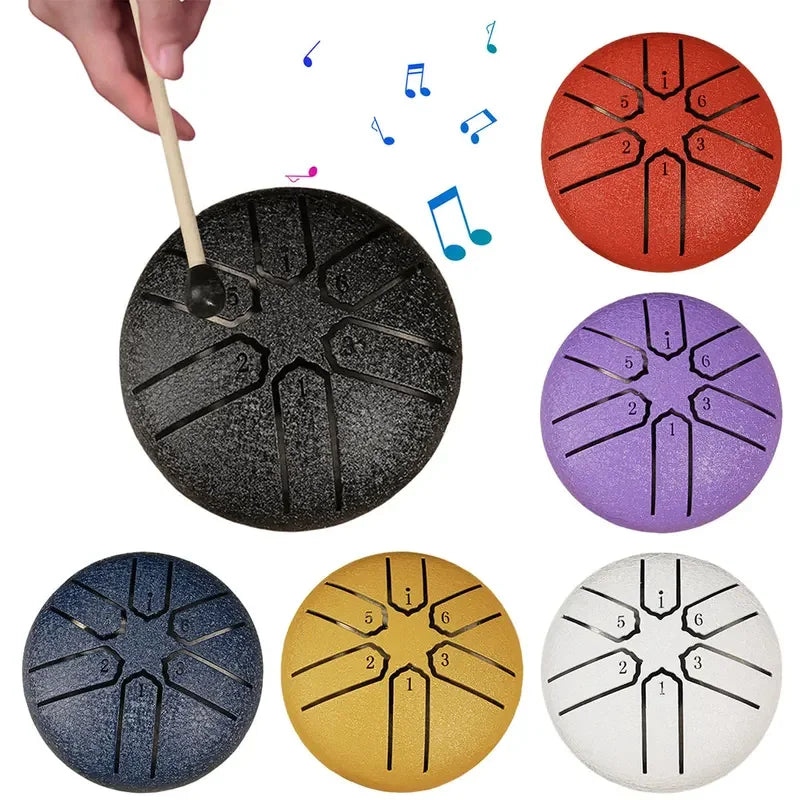 Mini Handpan Rain Drum – 3" 6-Note Steel Tongue Drum for Yoga Steel Tongue Drum PLUSH
