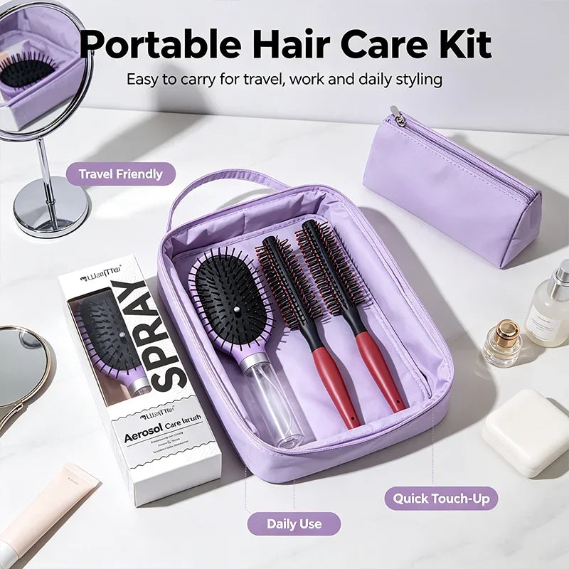 2-in-1 Spray Air Cushion Hair Brush – Detangling Curling Comb Spray Hair Brush PLUSH