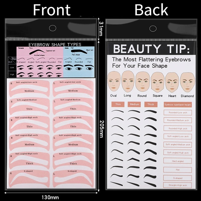4-Sheet Reusable Eyebrow Stencils – DIY Brow Shaping Kit Eyebrow Stencil Kit PLUSH No.1 With Card