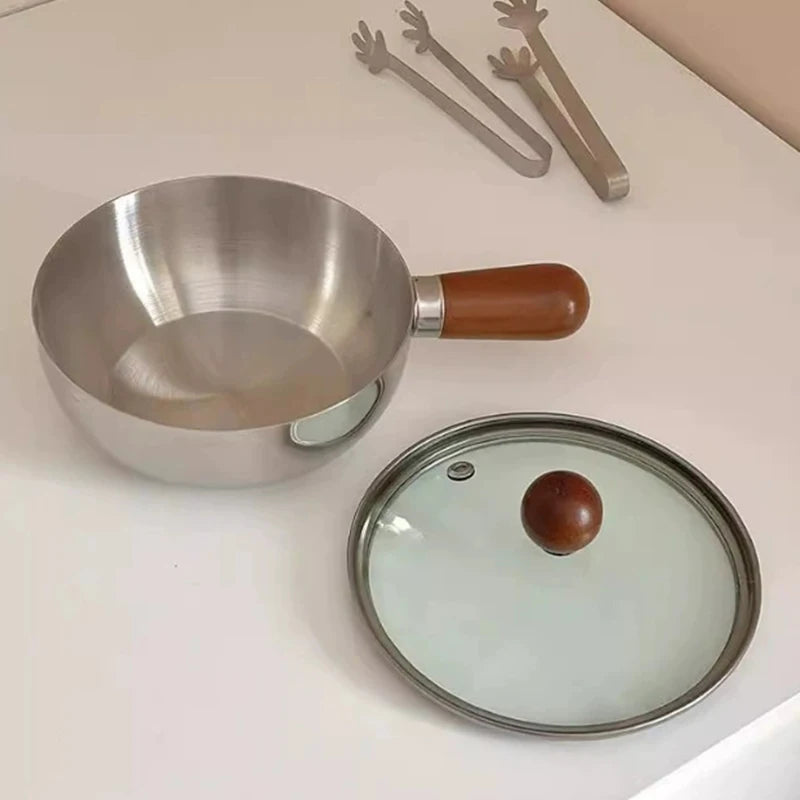 Stainless Steel Milk Pot with Wooden Handle | Compact Saucepan Compact Saucepan PLUSH