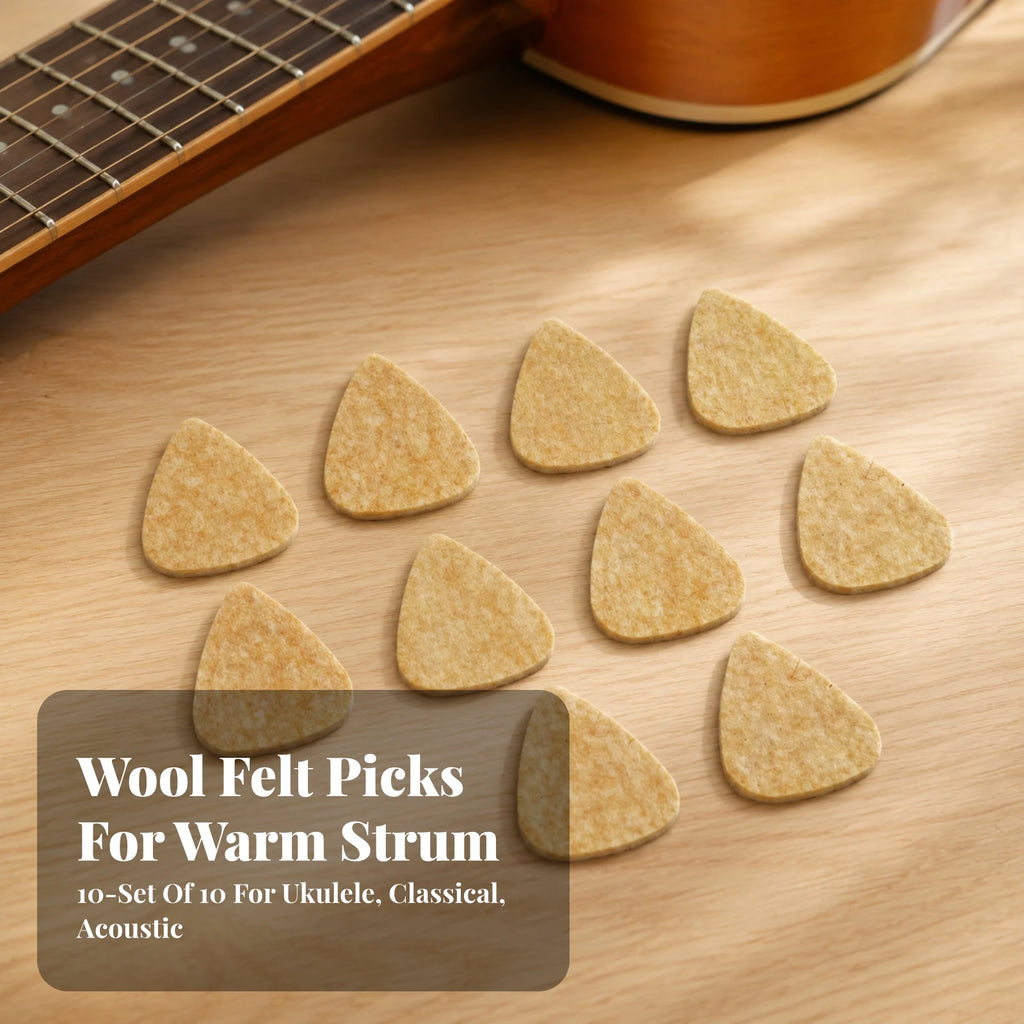 10-Pack Wool Felt Guitar Picks – Warm Mellow Acoustic Plectrums Guitar Picks PLUSH