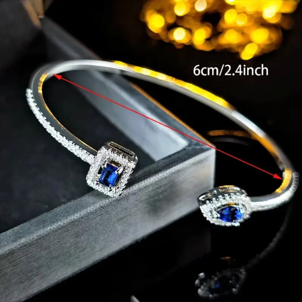Cubic Zirconia Gold Cuff Bracelet – Adjustable Geometry Bangle Cuff Bangle Bracelet PLUSH