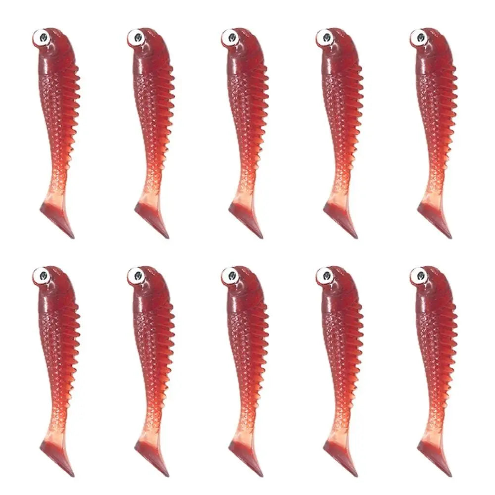 Soft Silicone Worm Fishing Lures 10pcs – Bass Swimbaits Soft Fishing Lures PLUSH Red 5.5CM