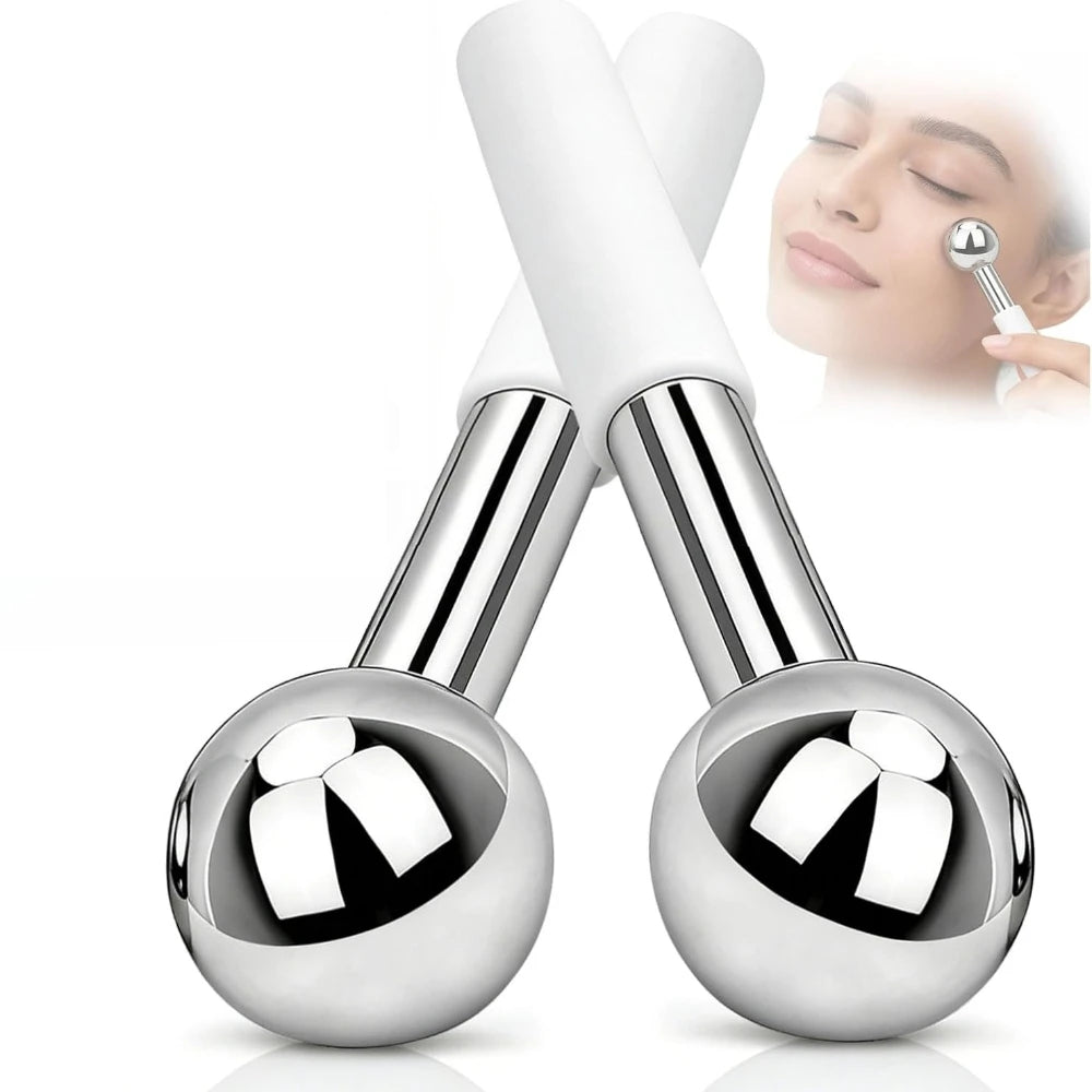 Stainless Steel Facial Ice Globes – Cooling Cryo Massage Sticks Facial Massage Tool PLUSH 2PCS