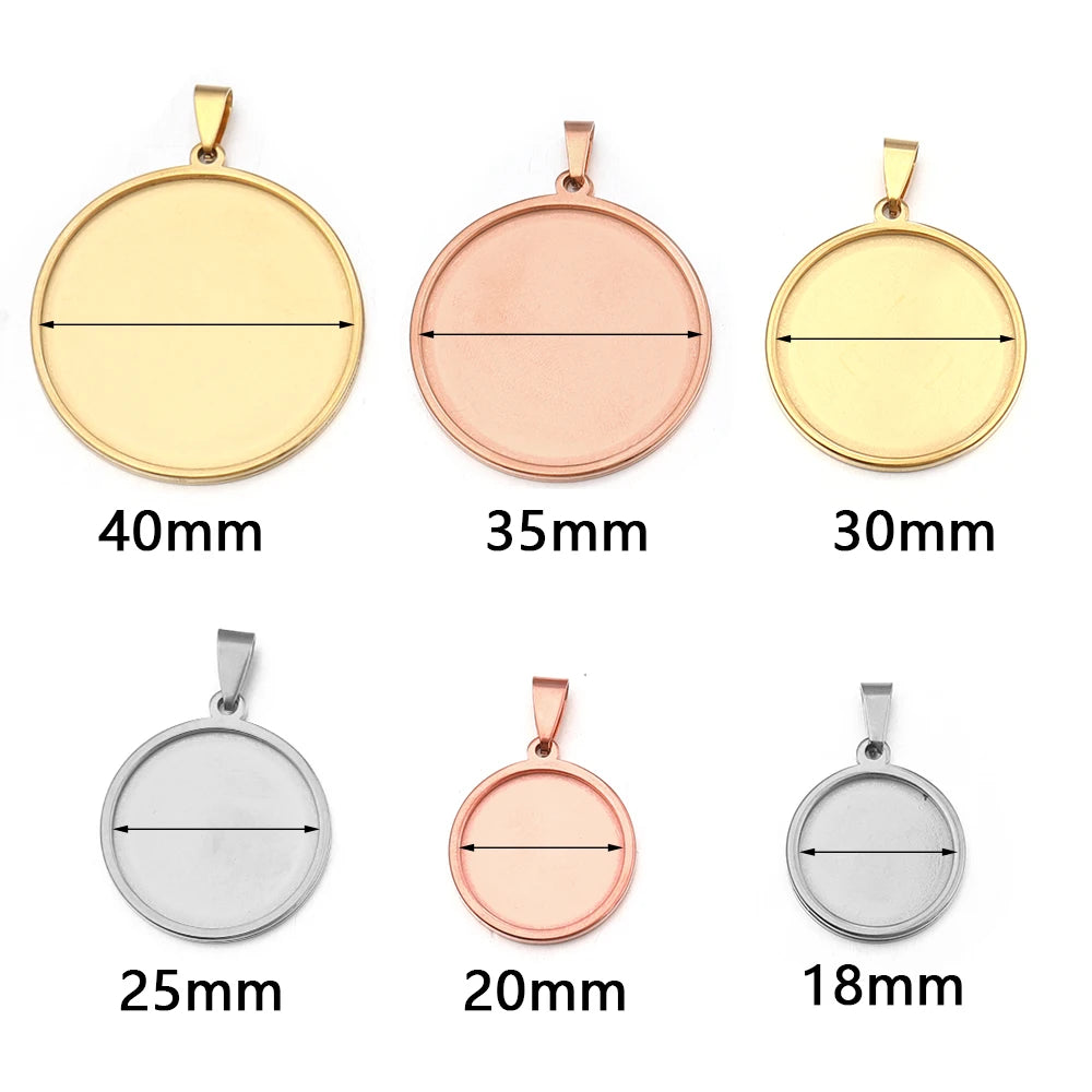 5pcs Stainless Steel Round Blank Pendant Tray Base DIY Jewelry Jewelry Pendant Tray PLUSH