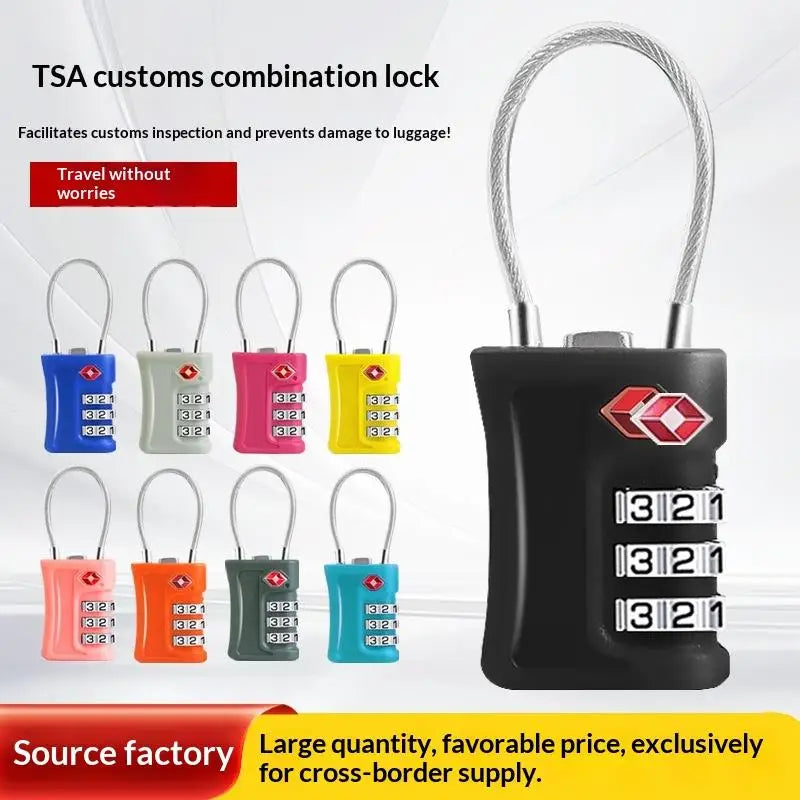 3-Digit Zinc Alloy Travel Customs Lock for Luggage & Backpack Travel Combination Lock PLUSH