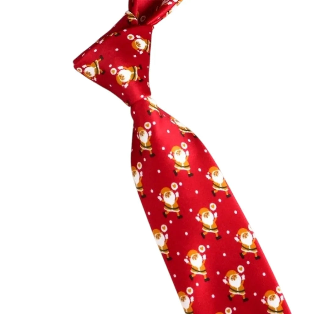 Men's Adjustable Christmas Necktie – Santa & Reindeer Tie Holiday Necktie PLUSH Style 3