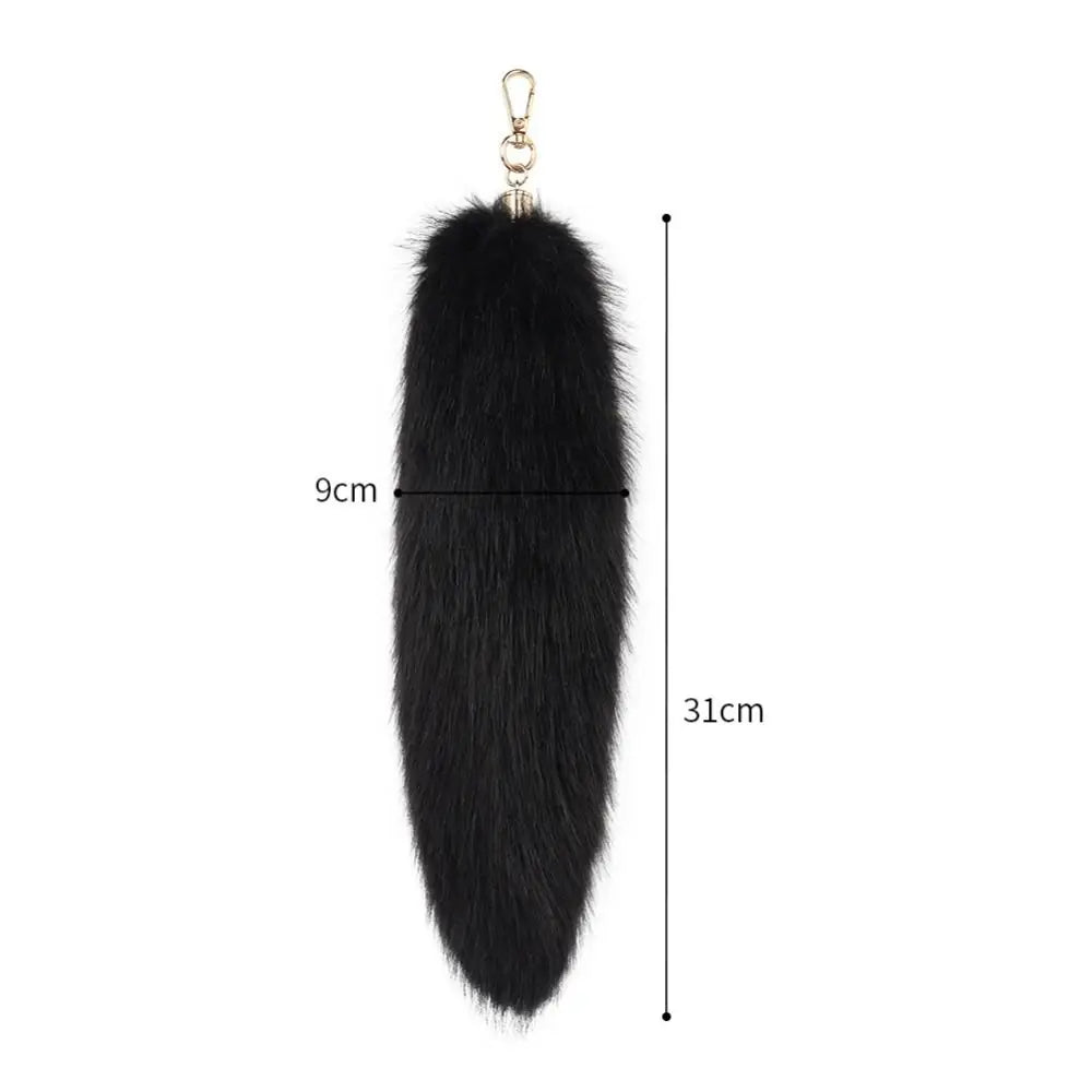 Fluffy Faux Fur Tail Keychain 31cm – Bag Charm Pendant Fur Tail Keychain PLUSH