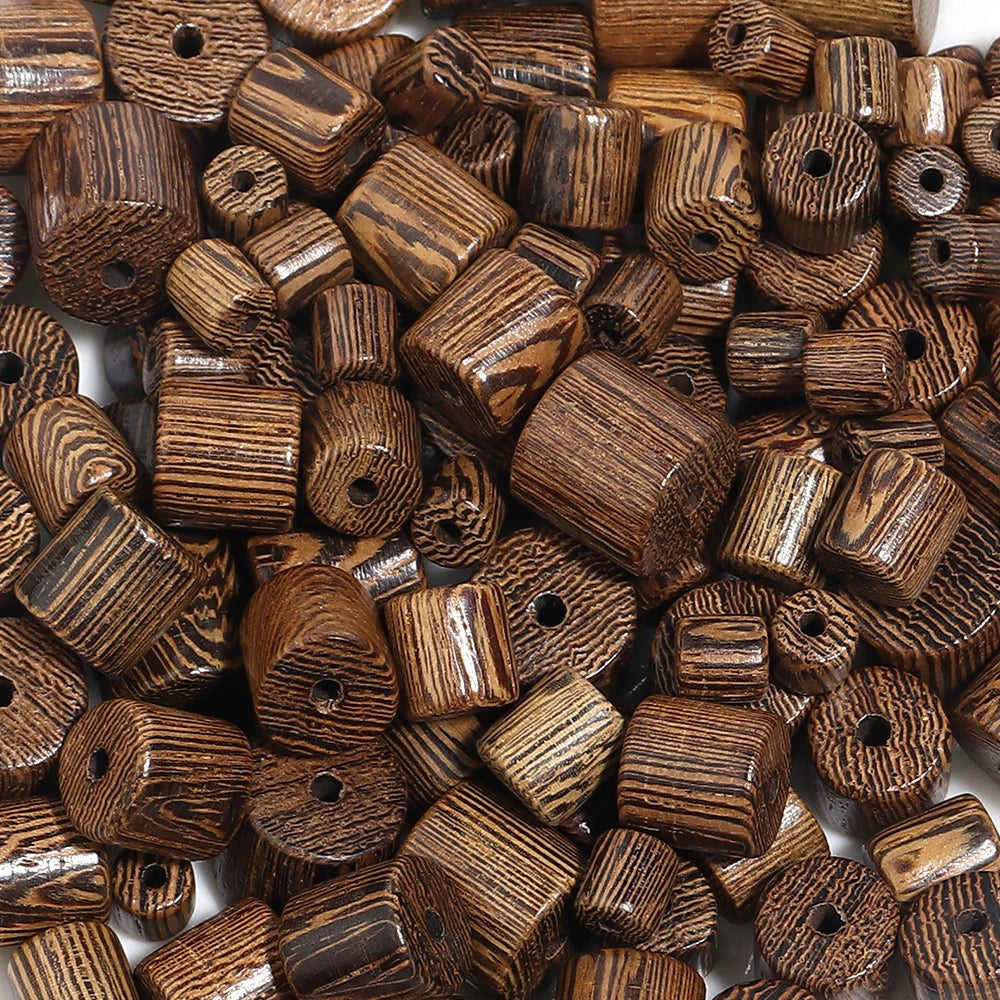 Natural Wenge Wood Cylindrical Spacer Beads 20-50pcs | DIY Jewelry Wood Spacer Beads PLUSH