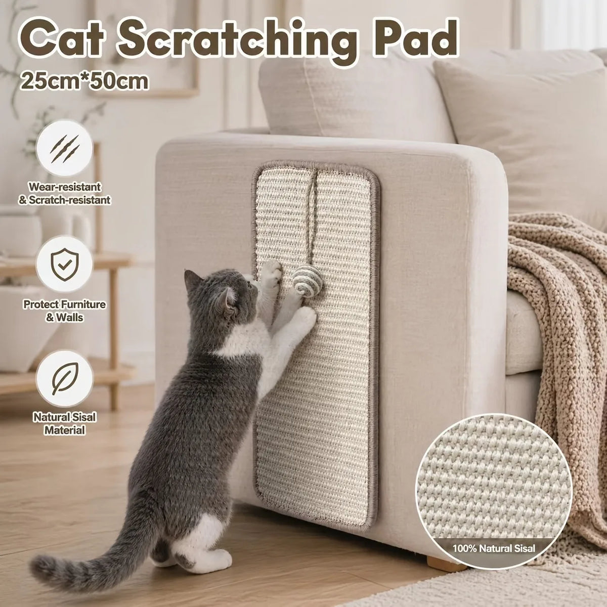 Standing Sisal Cat Scratcher with Hanging Ball – Indoor Cats Cat Scratcher PLUSH