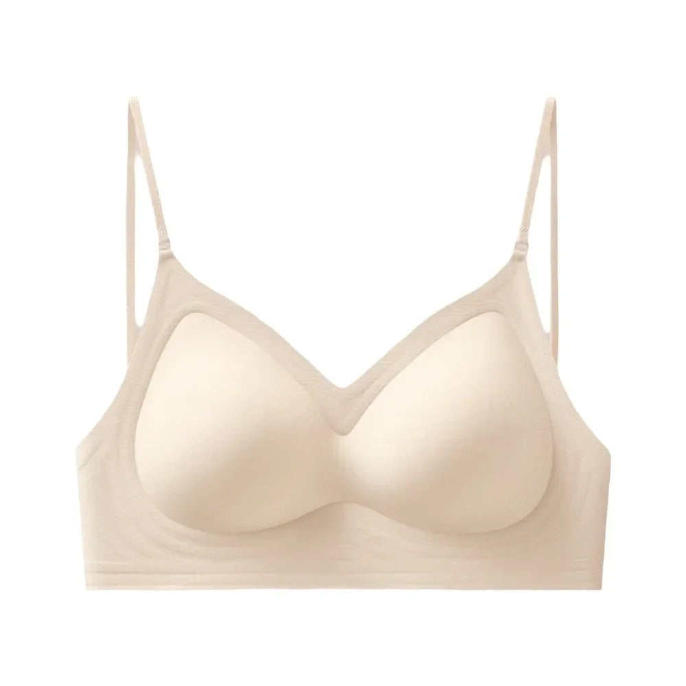 Wireless Push-Up Bra Deep V Seamless Lingerie for Women Wireless Push-Up Bra PLUSH Beige S