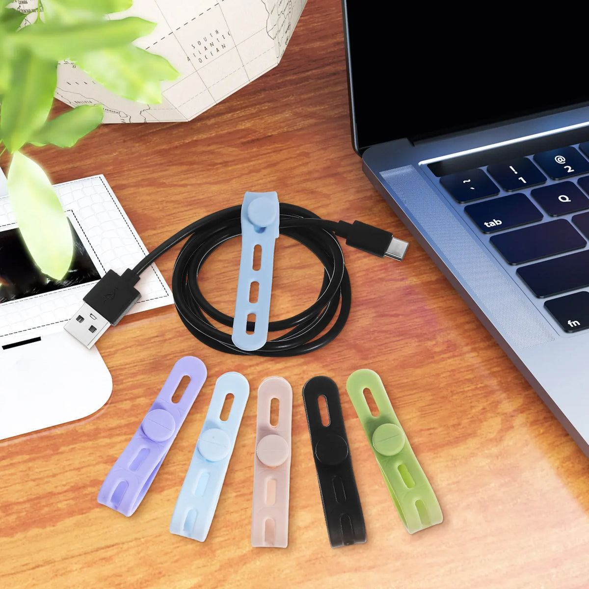 10-Pack Adjustable Silicone Cable Cord Organizer Straps Cable Cord Organizer PLUSH Default Title