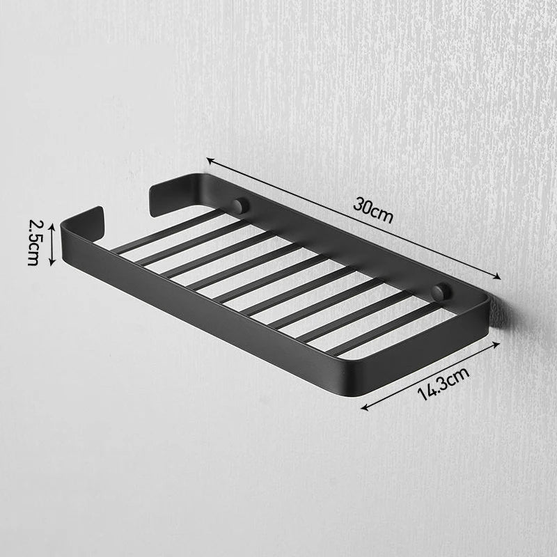 Stainless Steel Bathroom Corner Shelf | Wall-Mounted Shower Caddy Bathroom Corner Shelf PLUSH B Black
