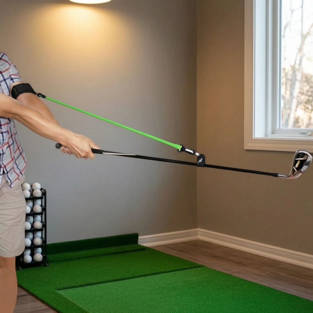 Golf Swing Training Aid with Resistance Band | Build Muscle Memory Golf Swing Trainer PLUSH