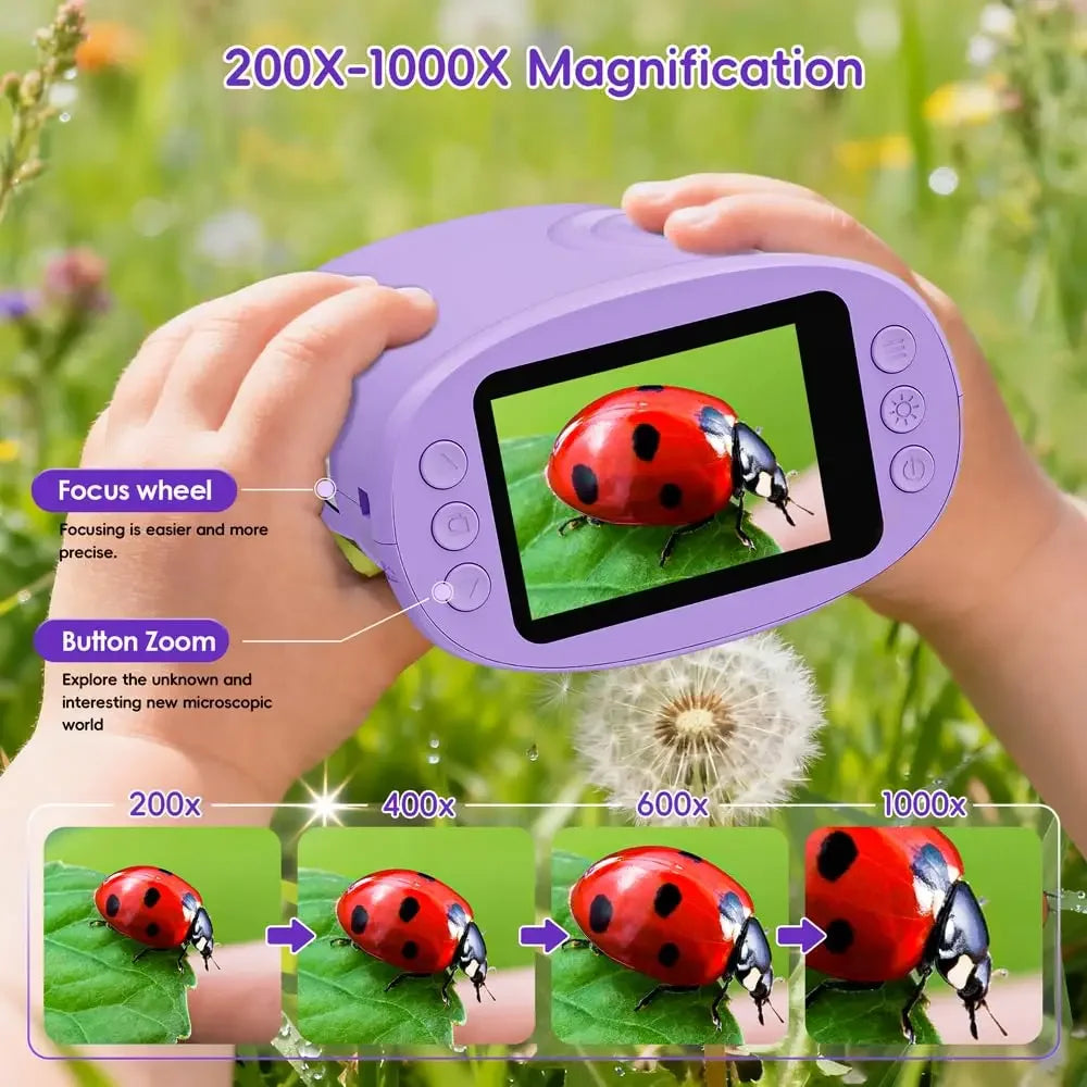 1000X Digital Pocket Microscope for Kids – 4K 2" Screen Kids Digital Microscope PLUSH