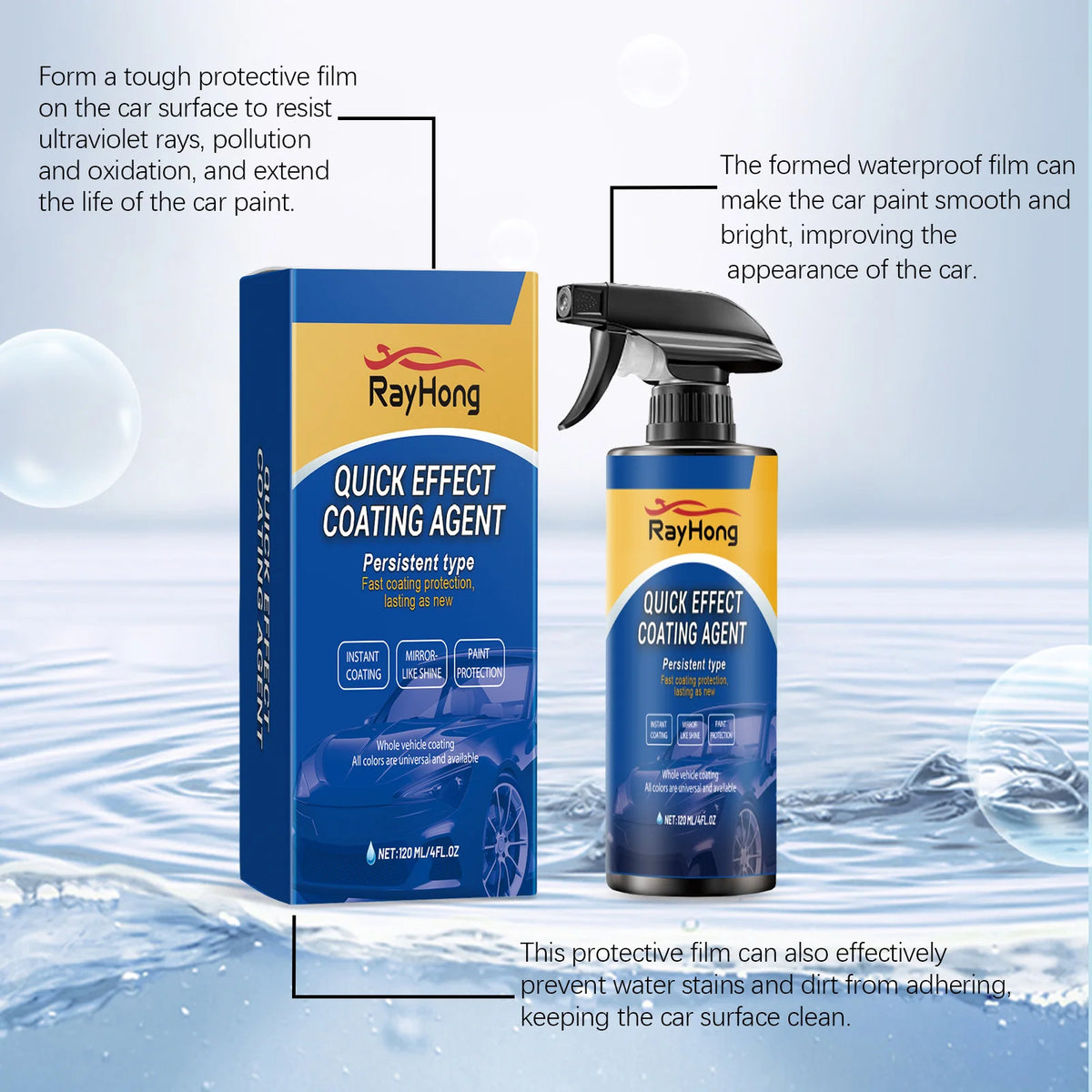 RayHong Nano Ceramic Coating Spray – Hydrophobic Car Polish Ceramic Coating Spray PLUSH
