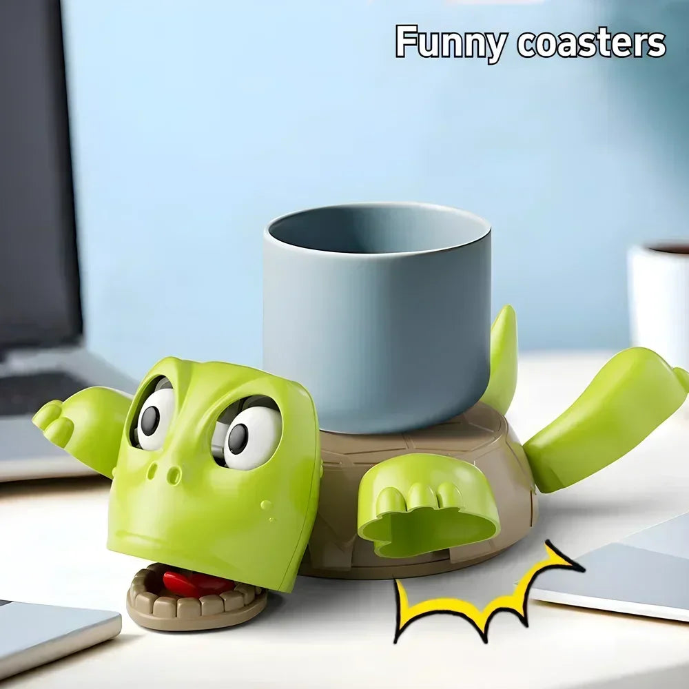 Funny Push-Down Turtle Coaster – Pop-Up Eyes Novelty Desk Toy Novelty Coaster Toy PLUSH