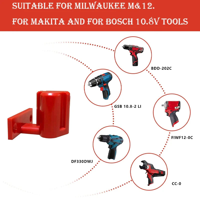 Wall Mount Battery Rack for Makita Milwaukee Bosch 10.8V 12V Battery Storage Rack PLUSH
