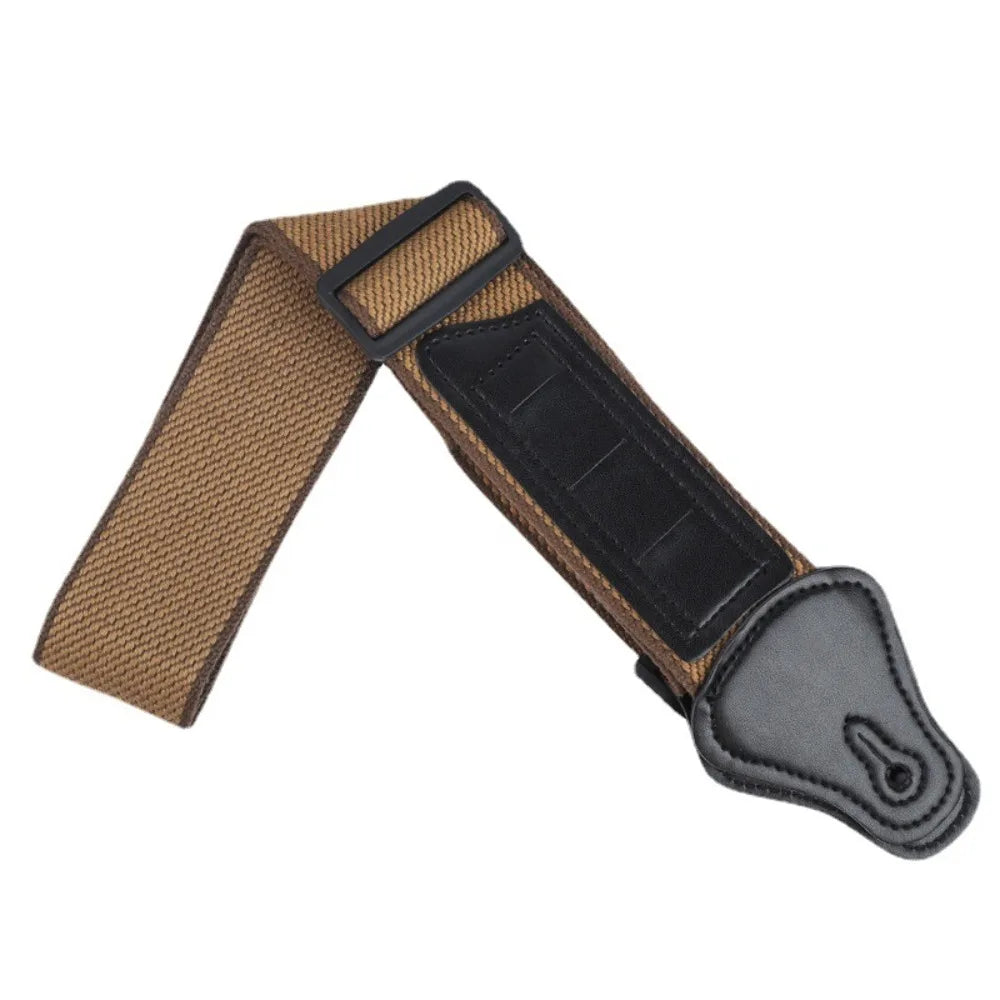 Adjustable Cotton Guitar Strap with Pick Bag – Brown & Black Guitar Strap PLUSH