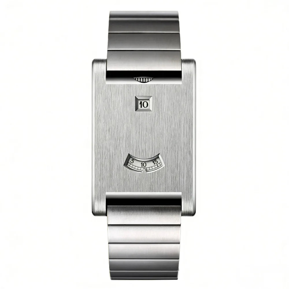 Retro Square Quartz Watch | Steel Band, Water Resistant, Unisex Square Quartz Watch PLUSH Silver - Steel Belt