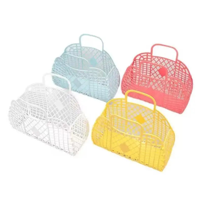 Hollow Waterproof Beach Tote Bag – Large Jelly Basket Storage Tote Basket PLUSH