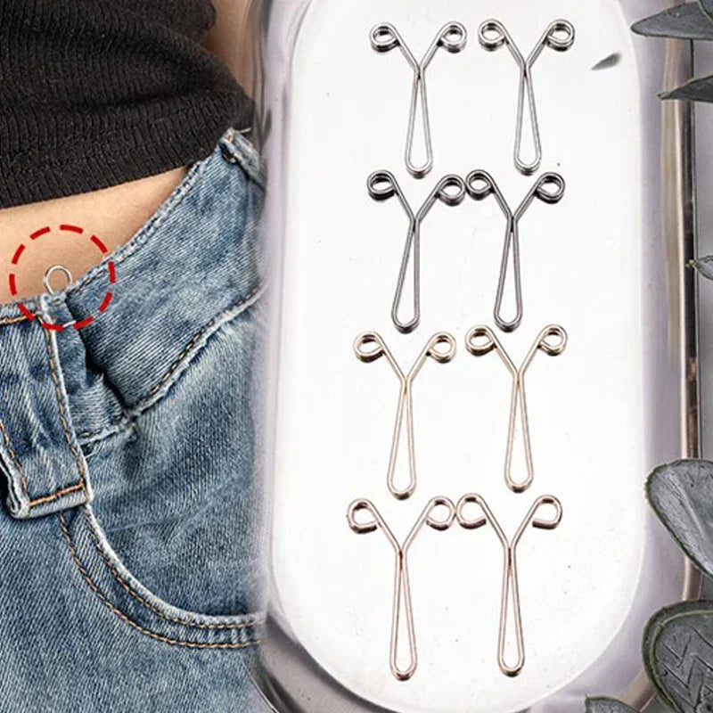 10pcs U-Shape Waist Tightener Snap Buttons – Detachable Pants Clips Clothing Fasteners PLUSH
