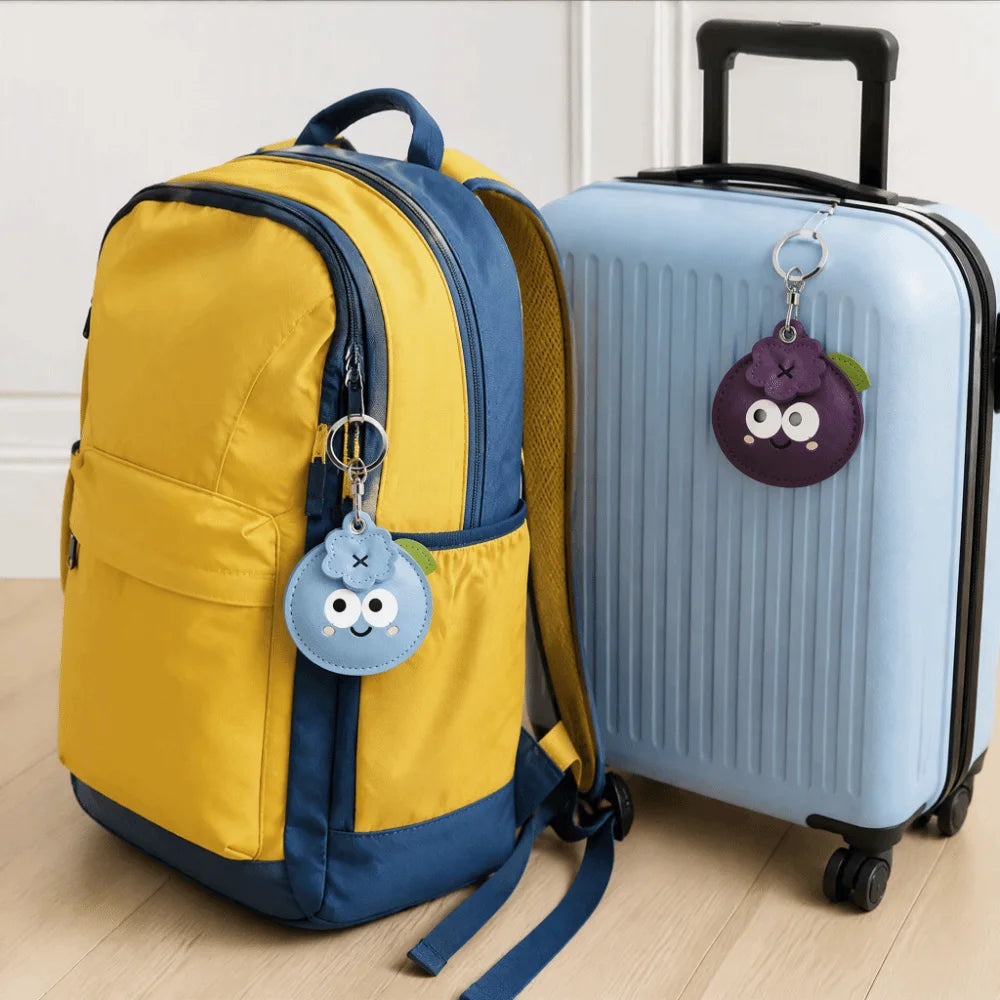 Blueberry PU Leather Keychain – Cute Cartoon Bag Charm Leather Keychain PLUSH