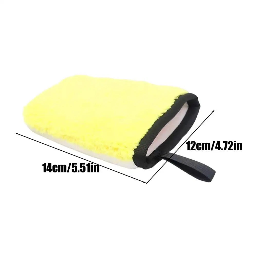Microfiber Car Wash Mitt – Dual-Sided Auto Detailing Glove Car Wash Mitt PLUSH Yellow