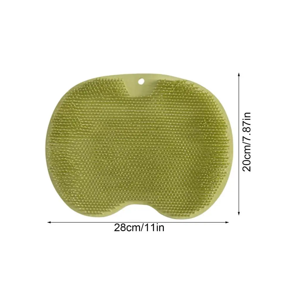 Silicone Foot Scrubber Shower Mat – Wall Mount Body Brush Foot Scrubber Mat PLUSH Green