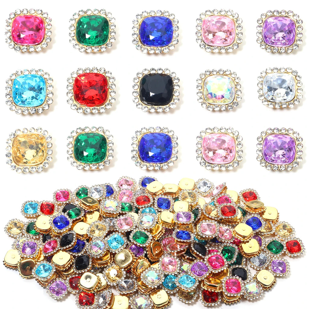 20pcs Square Sunflower Sew-On Acrylic Rhinestones – DIY Crafts Sew-On Rhinestones PLUSH