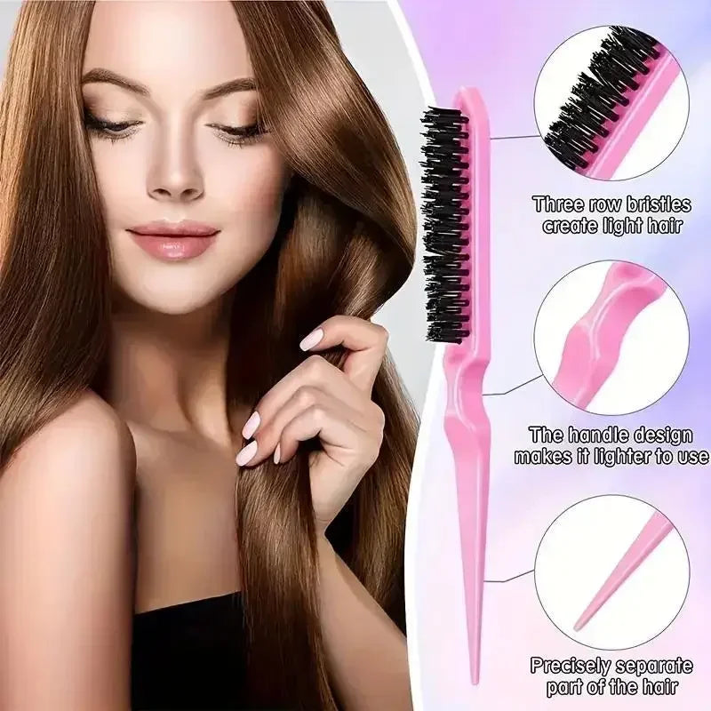 5-Piece Pink Hair Care Set – Spray Bottle, Brush & Combs Hair Styling Kit PLUSH