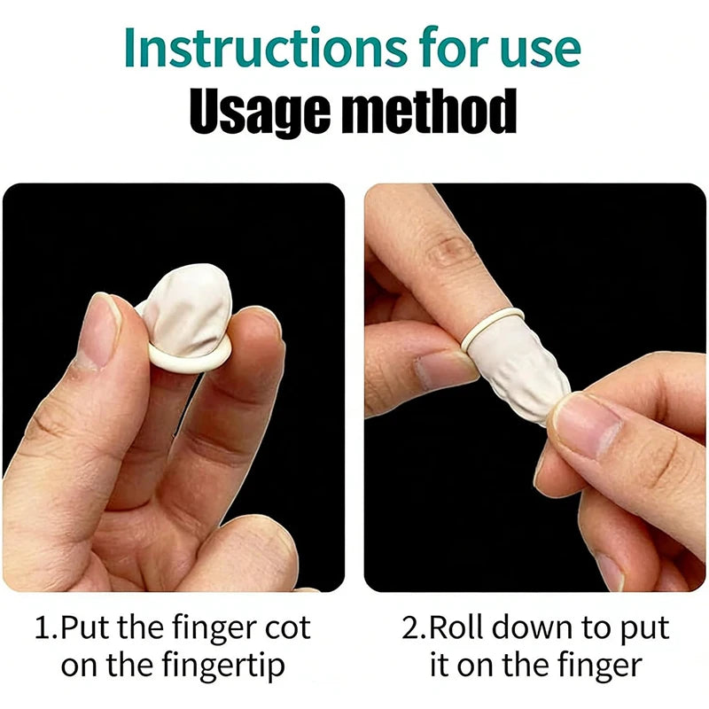 Disposable Latex Finger Cots 50/100/300pcs – Anti-Slip Powder Free Disposable Finger Cots PLUSH