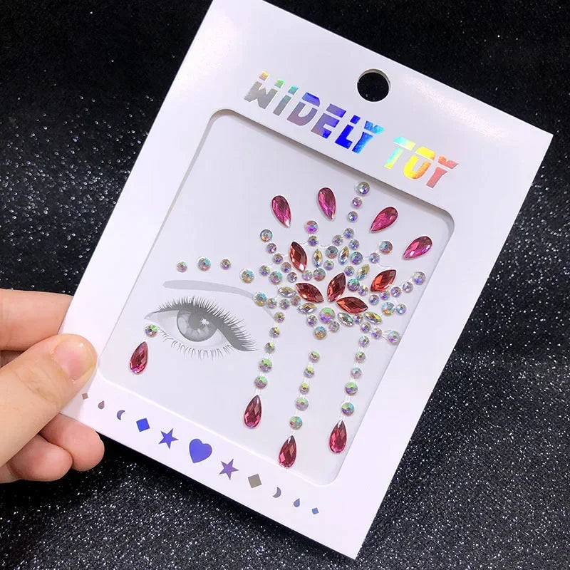 Crystal Face Gems Rhinestone Temporary Tattoo Stickers